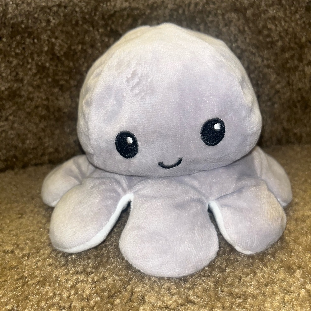 Flipable Gray and white Plush Octopus Toy